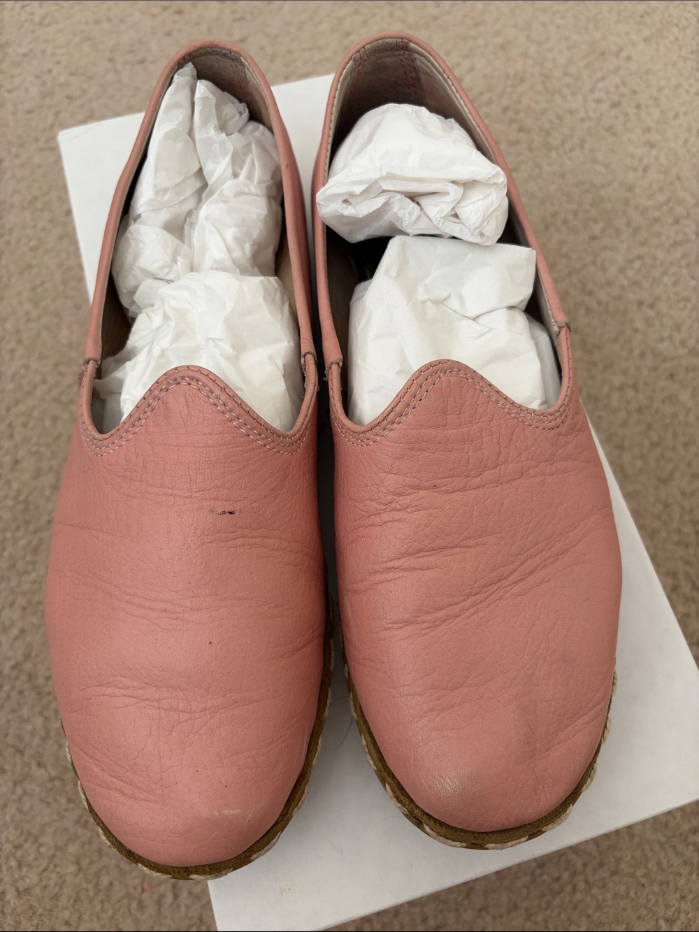Sabah Pink Leather Slip-On Flats